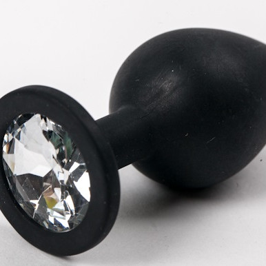Пробка силиконовая  черная с прозрачным стразом 8,2 х 3,5 см 47135-MM