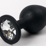 Пробка силиконовая  черная с прозрачным стразом 8,2 х 3,5 см 47135-MM
