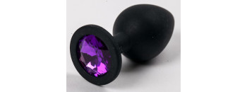 Пробка силиконовая  черная с фиолетовым стразом 8,2 х 3,5 см 47136-MM