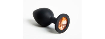 Пробка Силиконовая Средняя Черная с Желтым Стразом 47137-1-MM