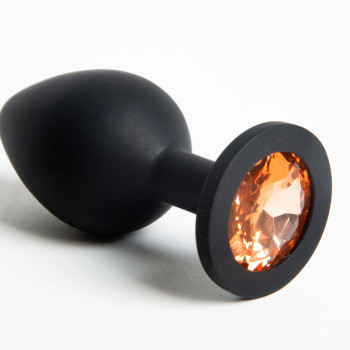 Пробка Силиконовая Средняя Черная с Желтым Стразом 47137-1-MM