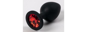 Пробка силиконовая черная с красным стразом 8,2 х 3,5 см 47137-MM