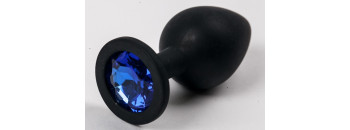 Пробка силиконовая черная с синим стразом 8,2 х 3,5 см 47138-MM