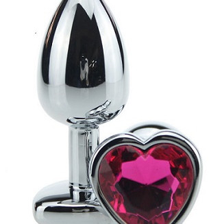 Пробка металл большая с сердечком красный страз 9х4см 47139-2MM