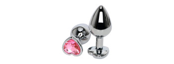 Анальная пробка сердечком светло-розовый страз S 47140-MM