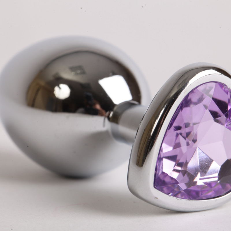 Анальная пробка сердечком с сиреневым стразом 8х3,5см 47142-1-MM