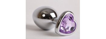 Анальная пробка сердечком с сиреневым стразом 7,5 х 2,8 см 47142-MM