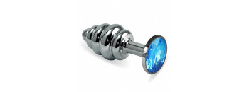 Анальная пробка фигурная  8х3,5см голубой страз 47145-2MM