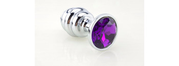 Анальная пробка фигурная 8х3,5см фиолетовый страз 47147-2MM