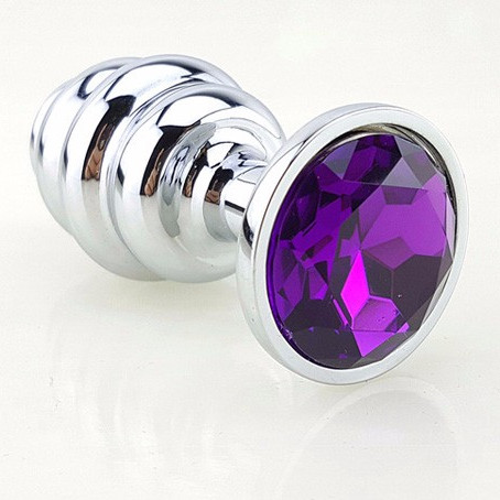 Анальная пробка фигурная 8х3,5см фиолетовый страз 47147-2MM