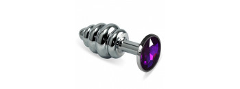 Анальная пробка фигурная 7,3 х 2,9 см фиолетовый страз размер-S 47147-MM