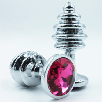 Анальная пробка фигурная с красным стразом 7,3 х 2,9 см 47148-MM