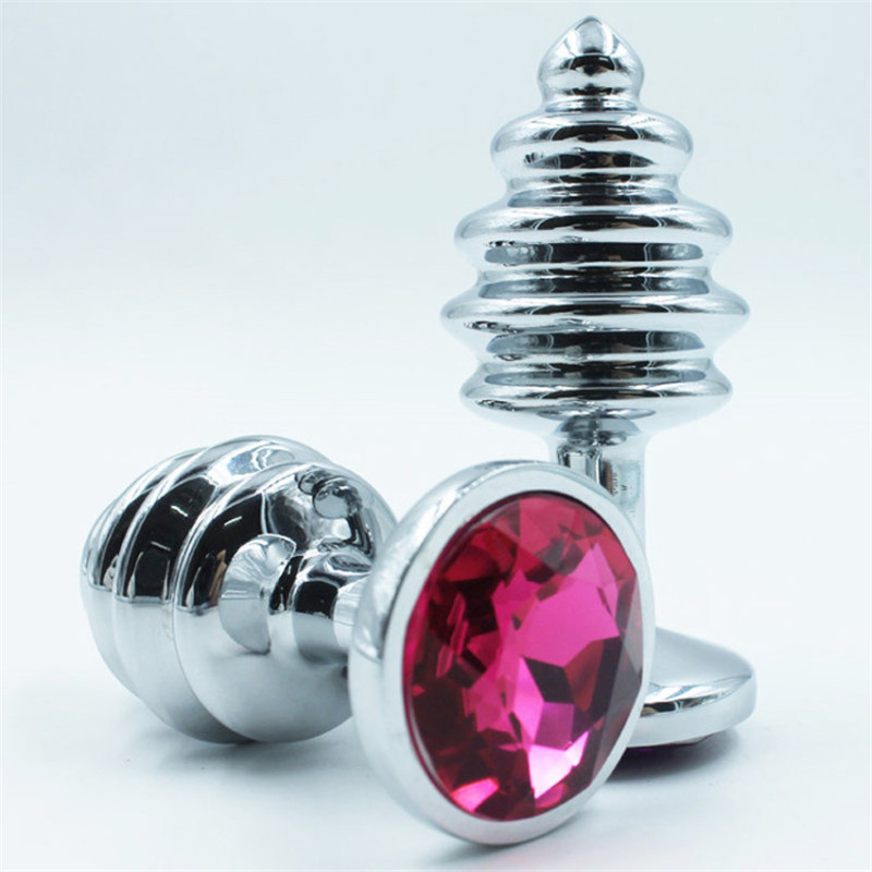 Анальная пробка фигурная с красным стразом 7,3 х 2,9 см 47148-MM