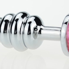 Анальная пробка фигурная с розовым стразом 7,3 х 2,9 см 47149-MM