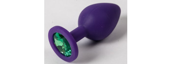 Пробка силиконовая фиолетовая с зеленым стразом 9,5х4см 47156-1-MM