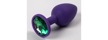 Пробка силиконовая фиолетовая с зеленым стразом 7,1 х 2,8 см 47156-MM