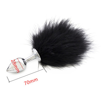 Пробка металлическая с черным хвостиком размер S 47158-MM