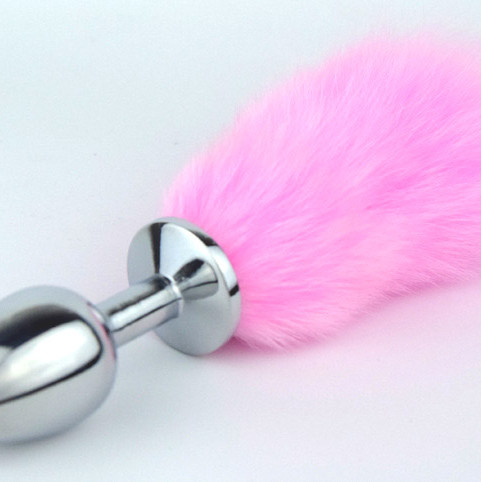 Пробка металлическая с розовым хвостиком размер S 47160-MM