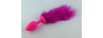 Пробка розовая силикон с розовым хвостом 2,8 х 18,9 см 47162-MM