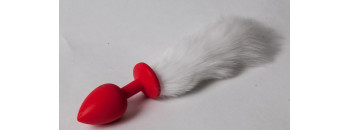 Пробка красная силикон с белым хвостом 2,8 х 18,9 см 47163-MM