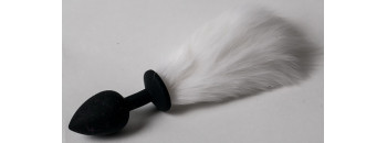 Пробка черная силикон с белым хвостом 2,8 х 18,9 см 47165-MM