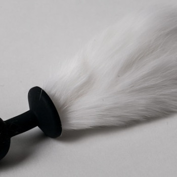 Пробка черная силикон с белым хвостом 2,8 х 18,9 см 47165-MM