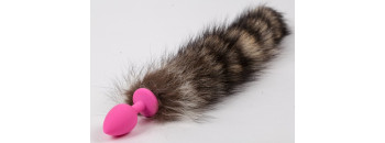 Пробка розовая силикон с полосатым хвостом 47167-MM