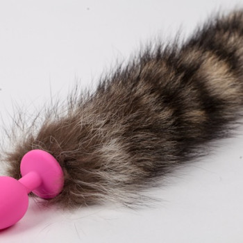 Пробка розовая силикон с полосатым хвостом 47167-MM