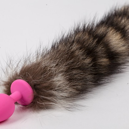 Пробка розовая силикон с полосатым хвостом 47167-MM