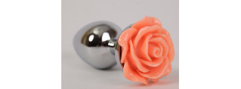 Анальная пробка металлическая с розой цвет-лосось 2,8х7,6 47182-MM