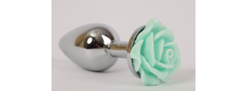 Анальная пробка металл 2,8х7,6 с розой зеленая  47186-MM