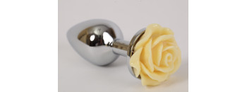 Анальная пробка металлическая с розой желтая 2,8х7,6 47187-MM