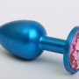 Пробка металл синяя с розовым стразом 8,2х3,5см 47196-5MM