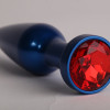 Анальная пробка металл 11,2х2,9см  синяя с красным 47197-1-MM