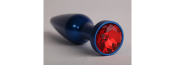 Анальная пробка металл 11,2х2,9см  синяя с красным 47197-1-MM