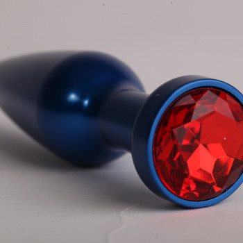 Анальная пробка металл 11,2х2,9см  синяя с красным 47197-1-MM