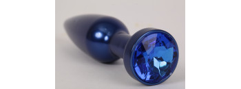 Анальная пробка металл 11,2х2,9см  синяя с синим размер- L 47197-4-MM