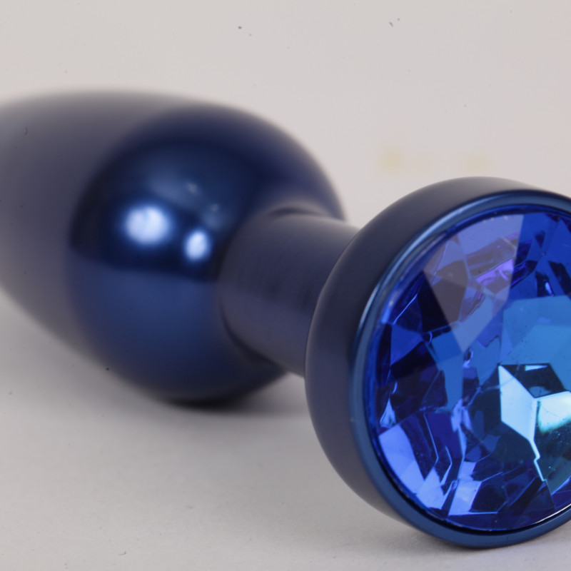 Анальная пробка металл 11,2х2,9см  синяя с синим размер- L 47197-4-MM