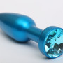 Анальная пробка металл 11,2х2,9см синяя с голубым стразом 47197-5MM
