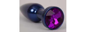 Анальная пробка металл 11,2х2,9см  синяя с фиолетовым 47197-MM