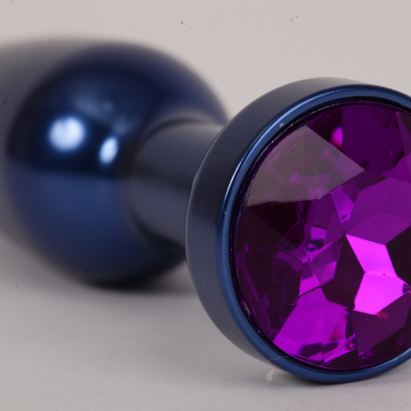 Анальная пробка металл 11,2х2,9см  синяя с фиолетовым 47197-MM