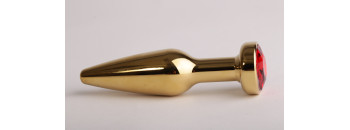 Анальная пробка золото с красным стразом 11,2х2,9см 47198-1-MM