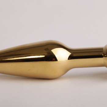 Анальная пробка золото с красным стразом 11,2х2,9см 47198-1-MM