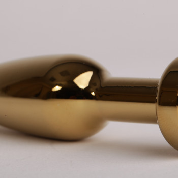 Анальная пробка золото с зеленым стразом 11,2х2,9см 47198-2-MM