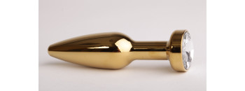 Анальная пробка золото с прозрачным стразом 11,2х2,9см 47198-3-MM