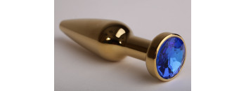 Анальная пробка золото с синим стразом 11,2х2,9см 47198-4-MM