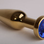 Анальная пробка золото с синим стразом 11,2х2,9см 47198-4-MM