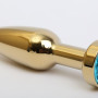 Анальная пробка золото с голубым стразом 11,2х2,9см 47198-5-MM