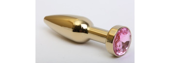 Анальная пробка золото с розовым стразом 11,2х2,9см 47198-6MM