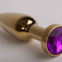 Анальная пробка золото с фиолетовым стразом 11,2х2,9см 47198-MM